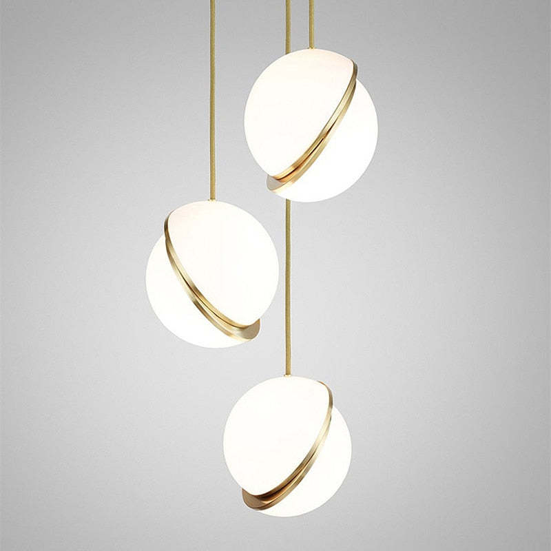 Valentina Simple Pendant Light, Gold & White - Lamp Copper