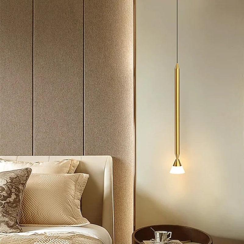 Auri Linear Metal Pendant Light Bedside, Black & Gold - Lamp Copper