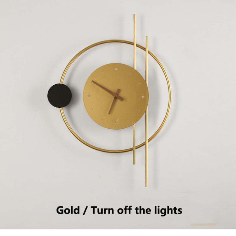 Arisha Wall Lamp Clock, Black & Gold - Lamp Copper