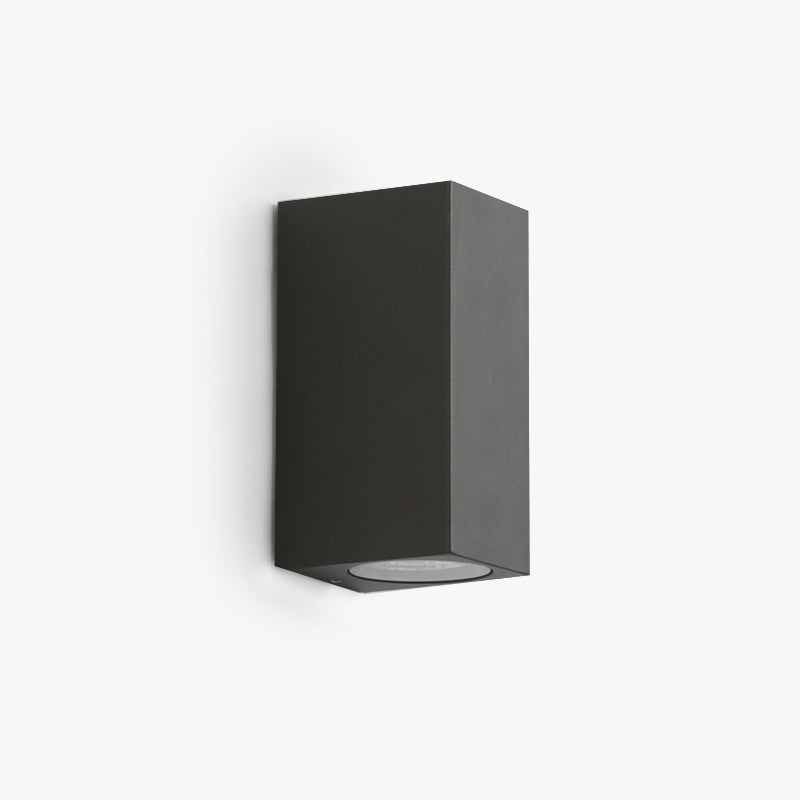 Tavon Minimalist Metal Square Outdoor Wall Lamp, Black - Lamp Copper