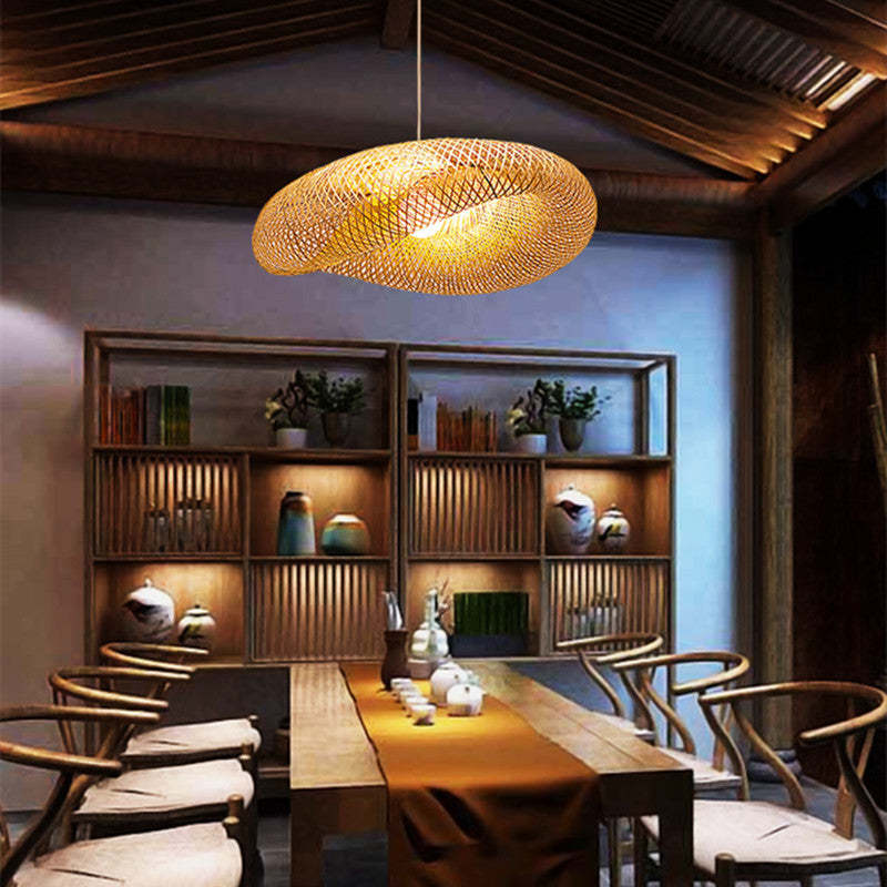 Rinwa Natural Pendant Light for Dining Room/Kitchen Island, Bamboo - Lamp Copper