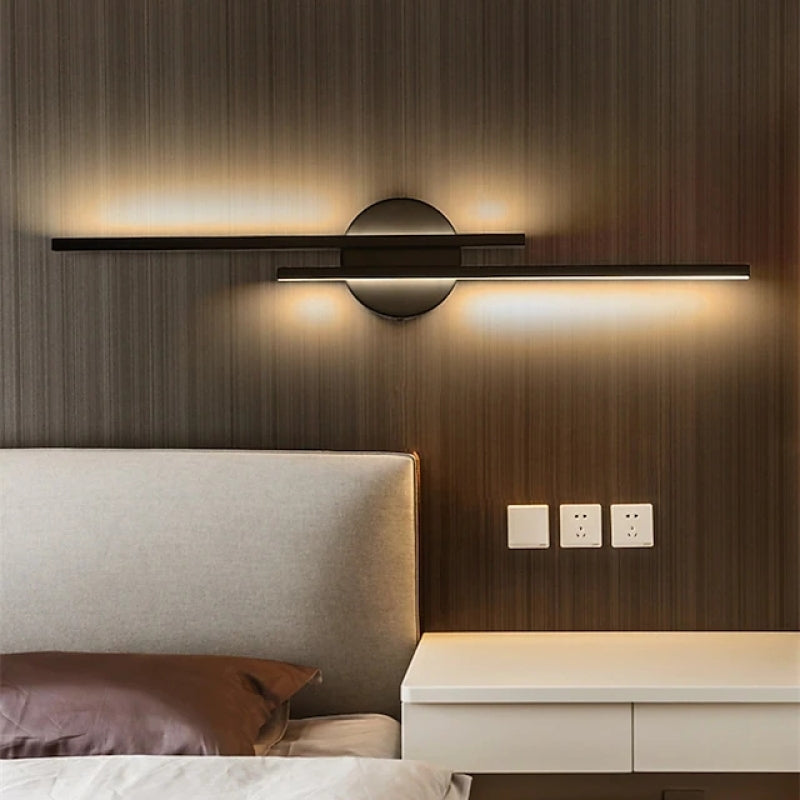 Elgo Modern Nordic Disc/Linear Metal LED Wall Lamp, Black/White - Lamp Copper