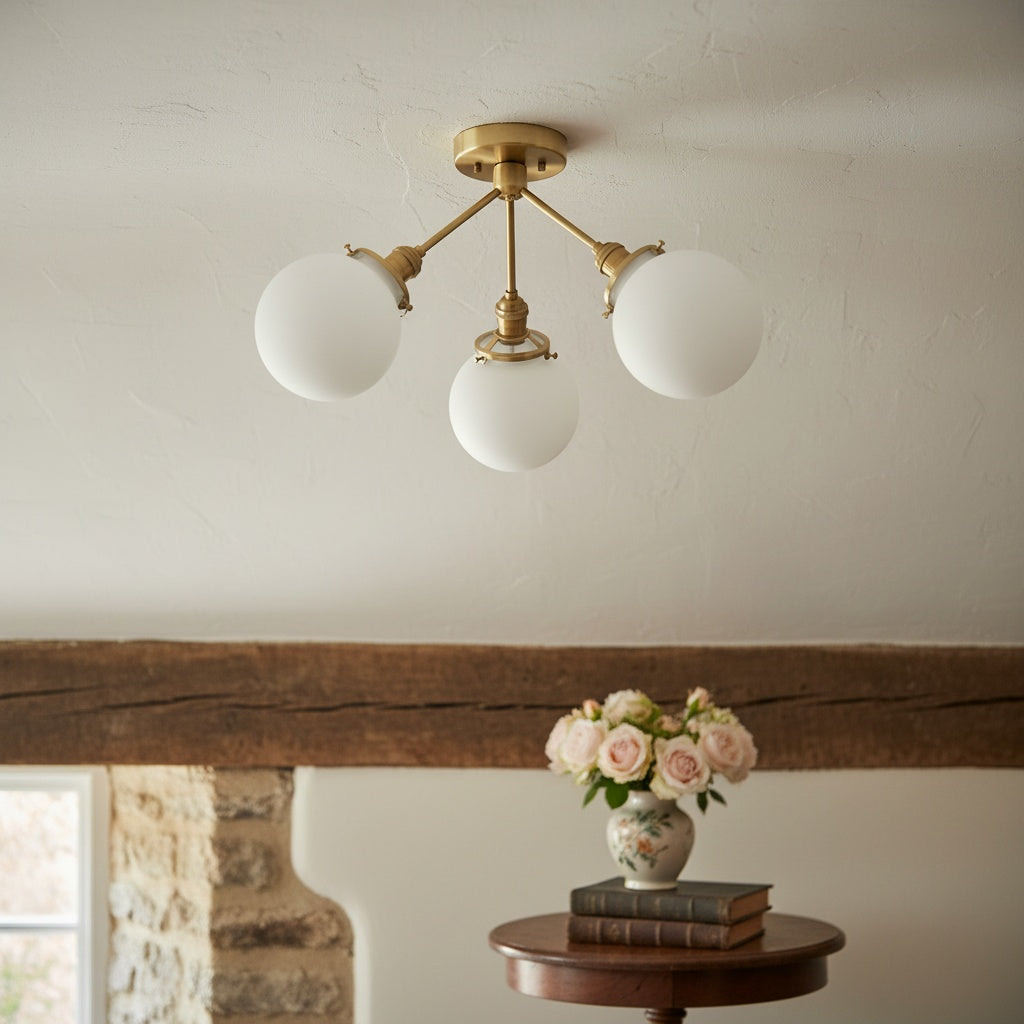 Pearl Globe Ceiling Light with Opal Shade