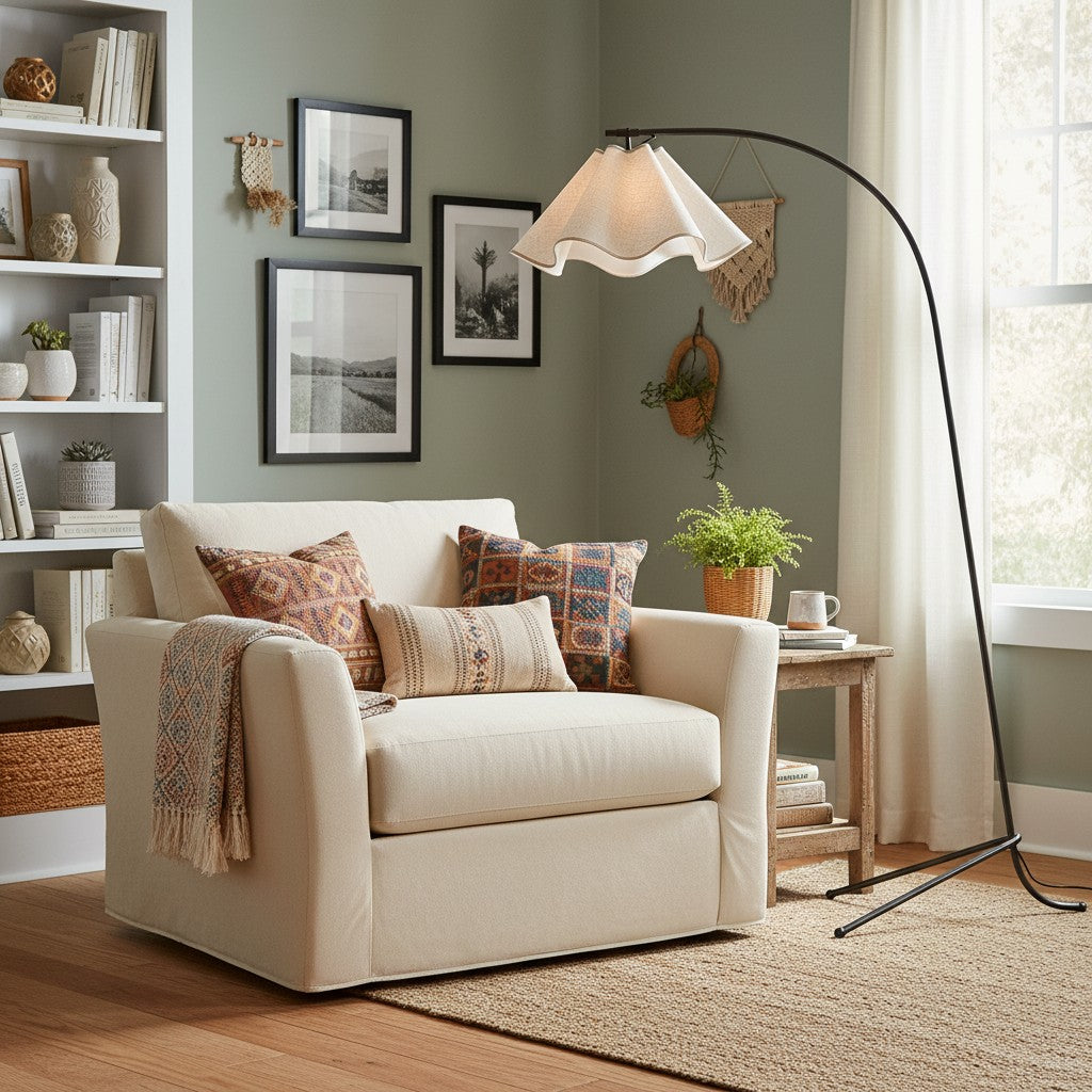 Curve Modern Fabric Floor Lamp
