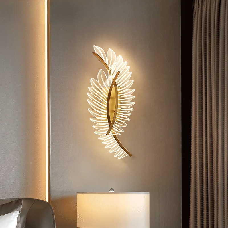 Kristy Modern Crystal Wall Lamp Gold Wings Design Sconce for Bedroom - Lamp Copper