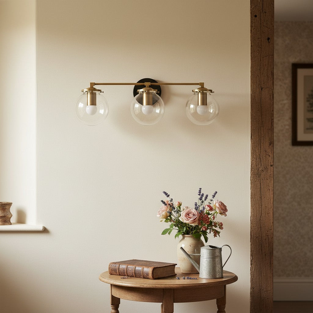 Pearl Clear Glass 3-Light Wall Sconce For Bathroom
