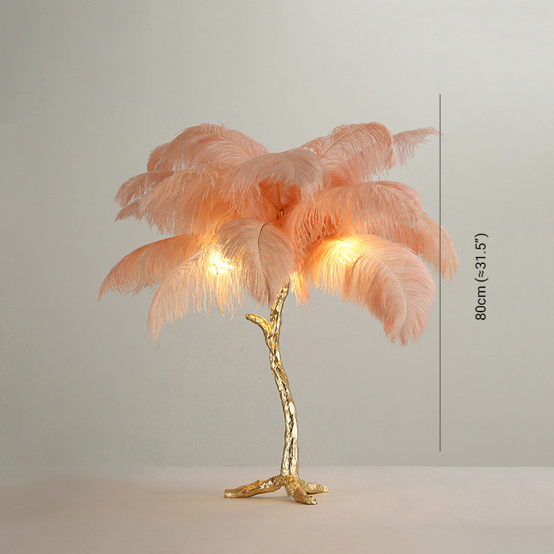 O'Moore Nordic Luxury Unique Ostrich Feather Floor Lamp/Table Lamp - Lamp Copper