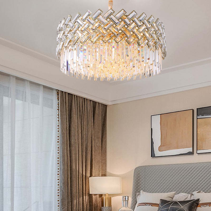Kristy Luxury Gold Chandelier, Crystal & Metal - Lamp Copper