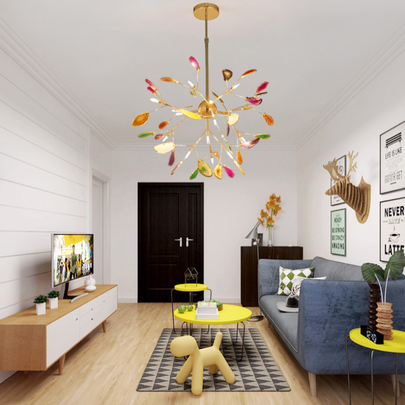 Aria Agate Creative Colourful Chandelier Bedroom/Living Room - Lamp Copper