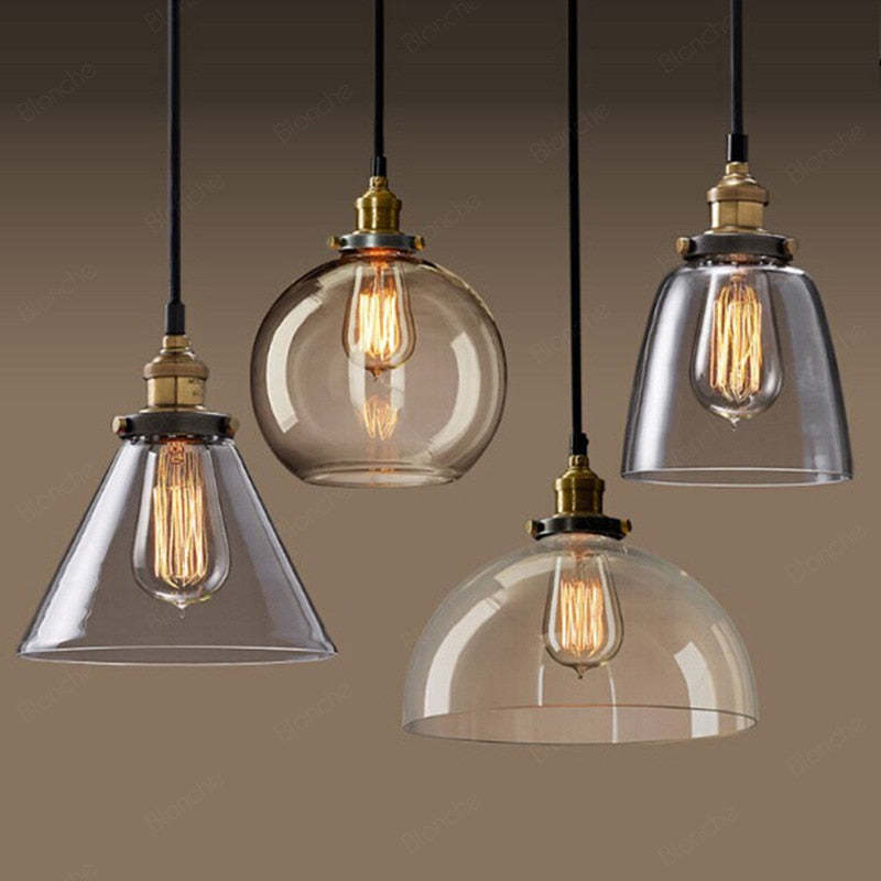 June Industrial Glass Pendant Light Clear/Amber/Smoke Grey - Lamp Copper