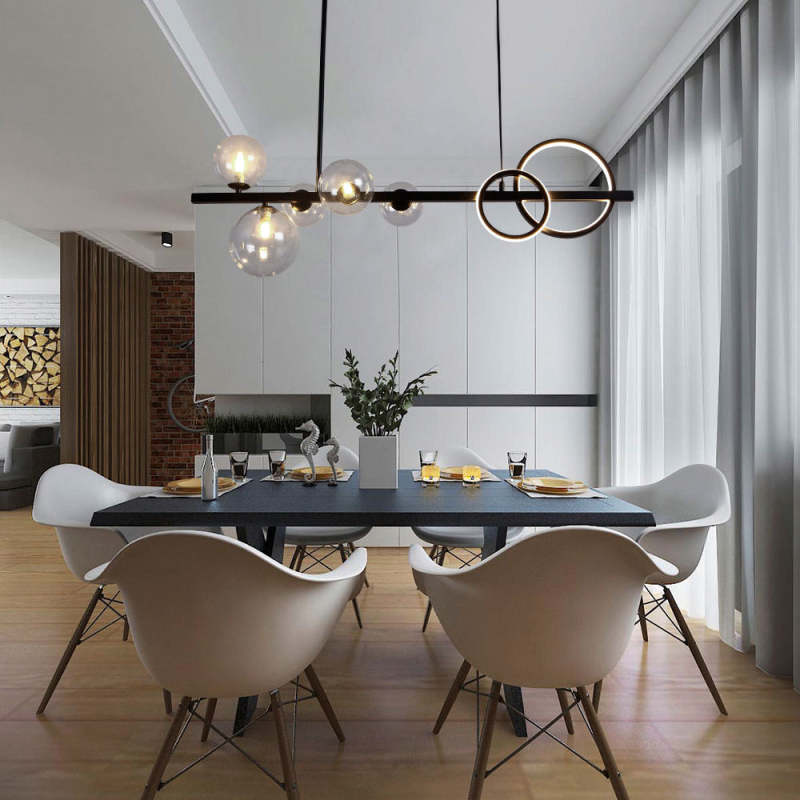 Arisha Pendant Light Bubble Circle Modern Black/Gold, Bedroom - Lamp Copper