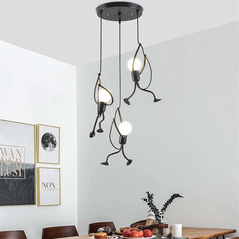 Miro Retro Modern Iron Man Pendant Light, Black - Lamp Copper