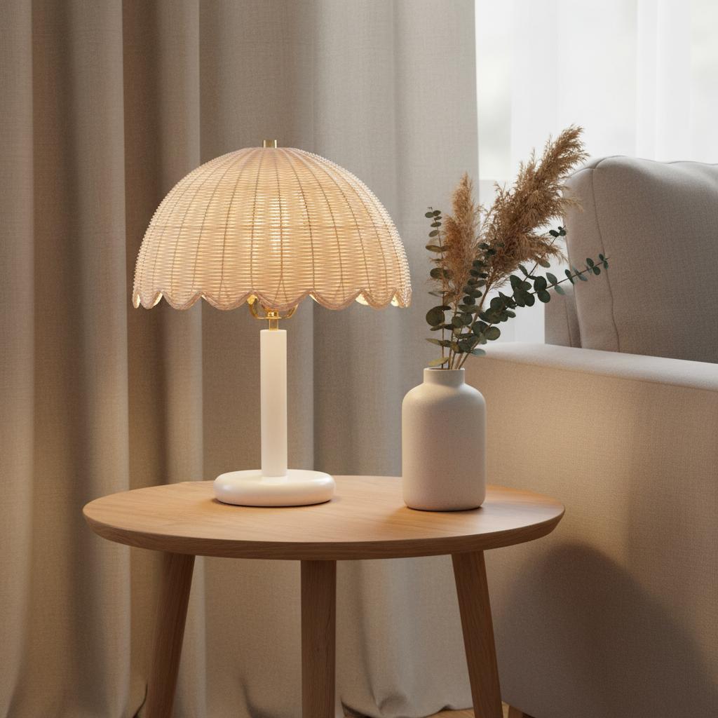 Fungi Table Lamp Rattan&Wood