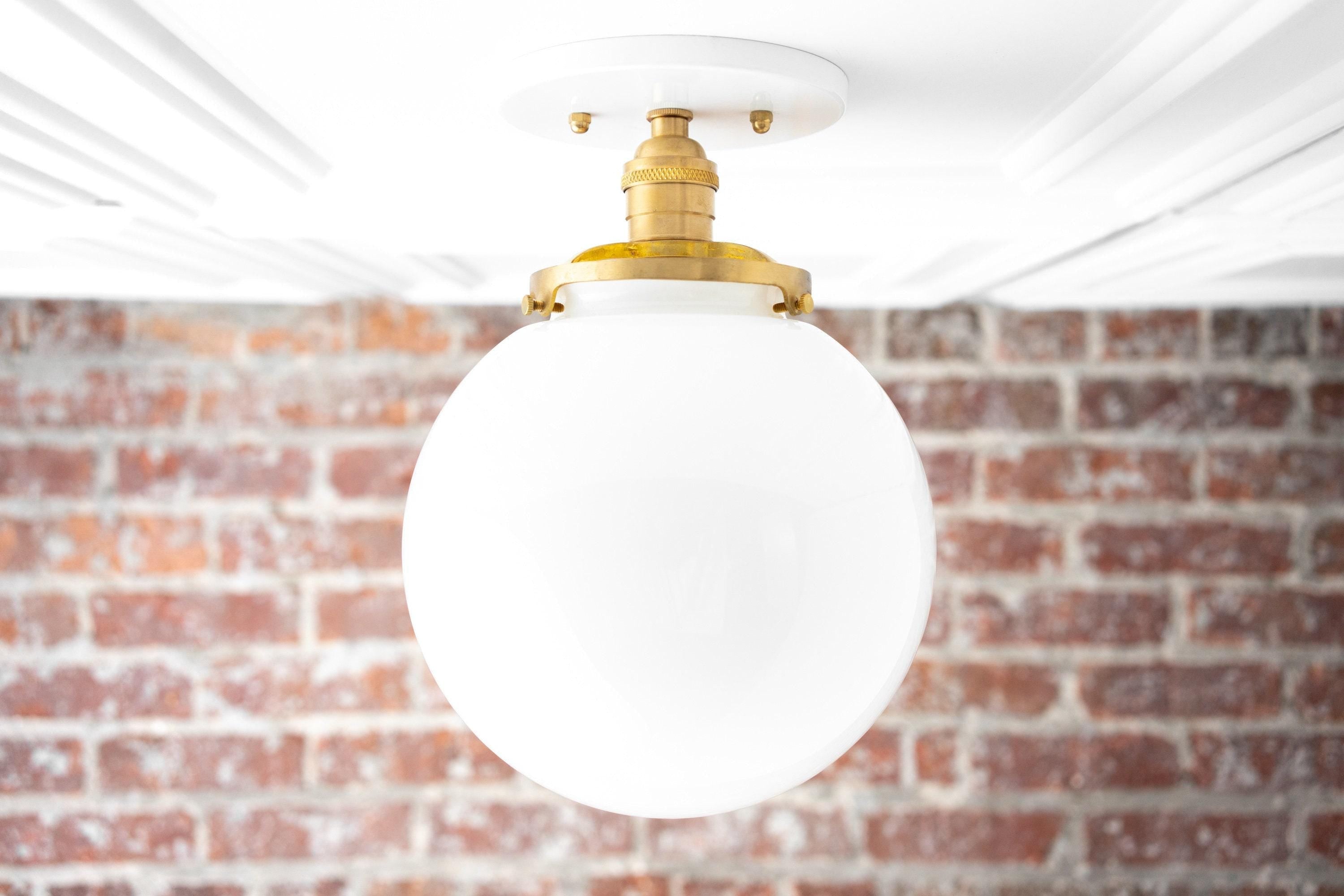 Pearl Glass Mid Century Flush Ceiling Light