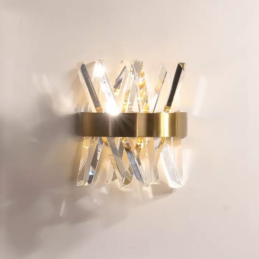 Kristy Decorative Geometric Crystal/Metal Wall Lamp, Gold - Lamp Copper