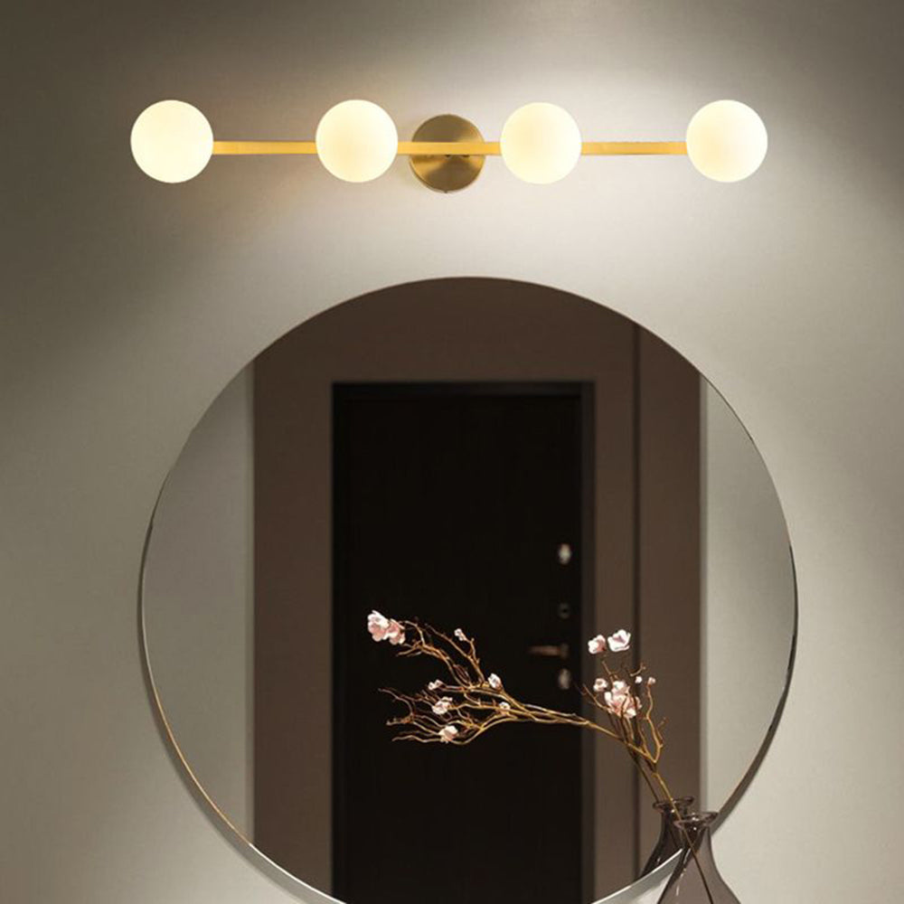 Valentina Retro Globe Linear Metal/Glass Wall Lamp, Gold, Bathroom - Lamp Copper