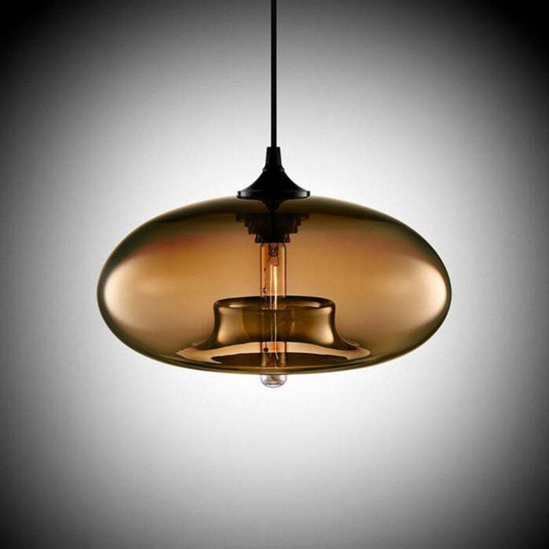 Valentina Modern Bread Shaped Glass Pendant Light, 6 Colour - Lamp Copper