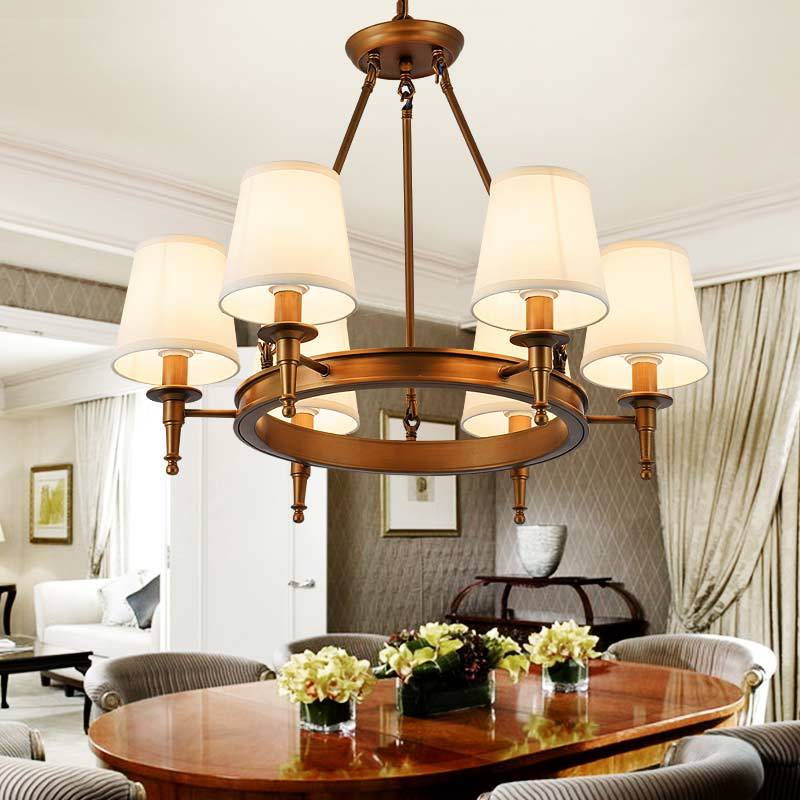 Silva vintage Ring Metal/Fabric Chandelier, Black/Copper - Lamp Copper