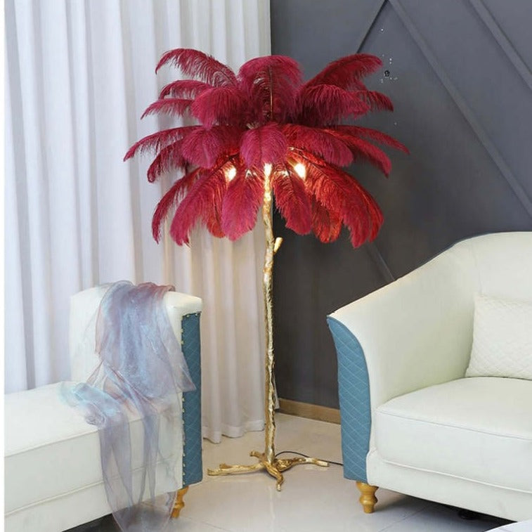 O'Moore Nordic Luxury Unique Ostrich Feather Floor Lamp/Table Lamp - Lamp Copper