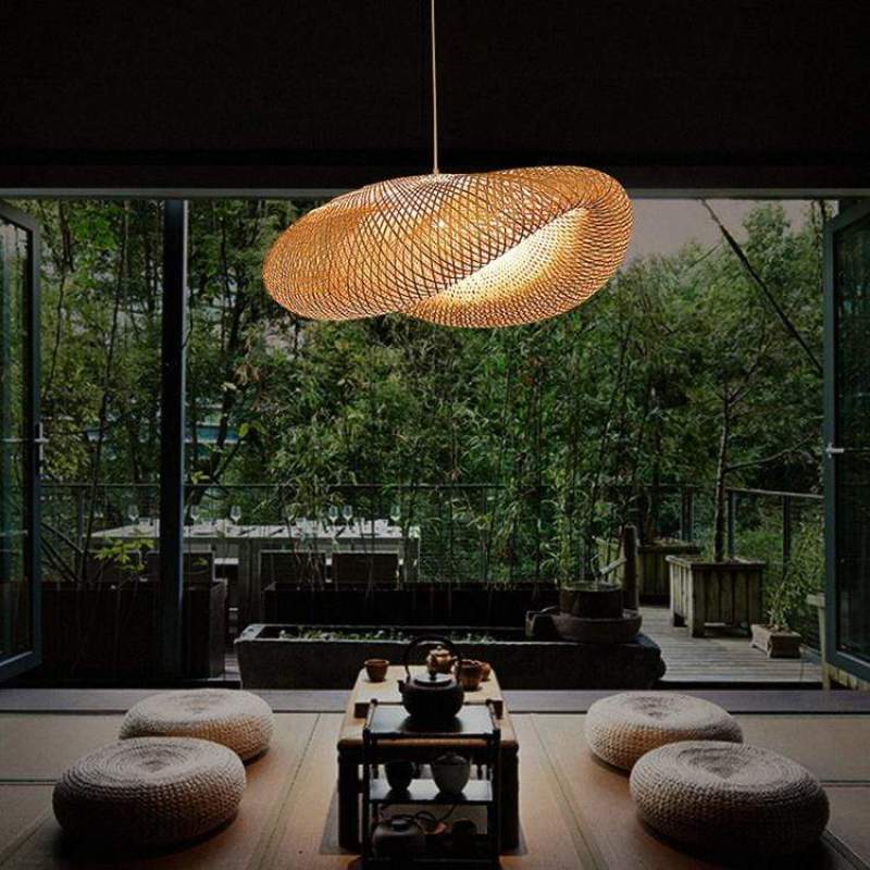 Rinwa Natural Pendant Light for Dining Room/Kitchen Island, Bamboo - Lamp Copper