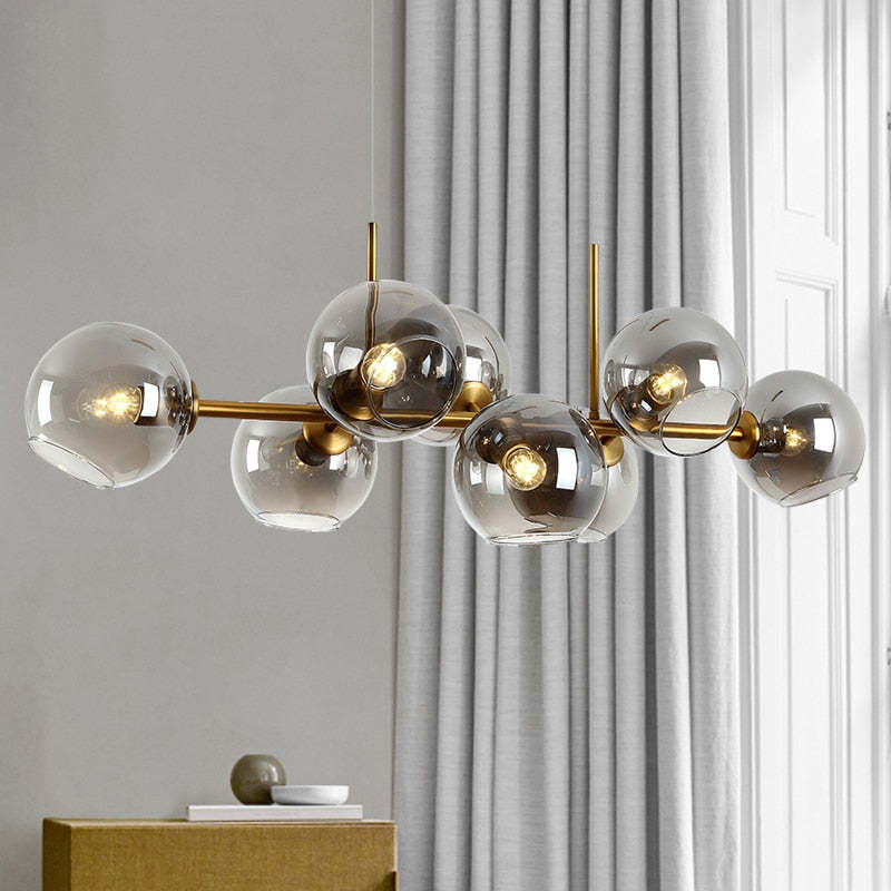 Valentina Modern Glass Globe Bubble Pendant Light Black/Gold - Lamp Copper
