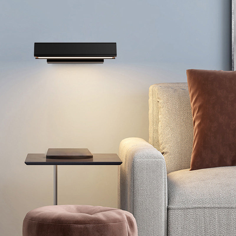 Orin Modern Rectangles Metal Rotatable Wall Lamp, Black/White - Lamp Copper