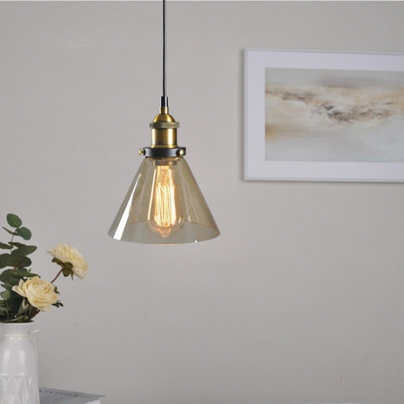 June Industrial Glass Pendant Light Clear/Amber/Smoke Grey - Lamp Copper