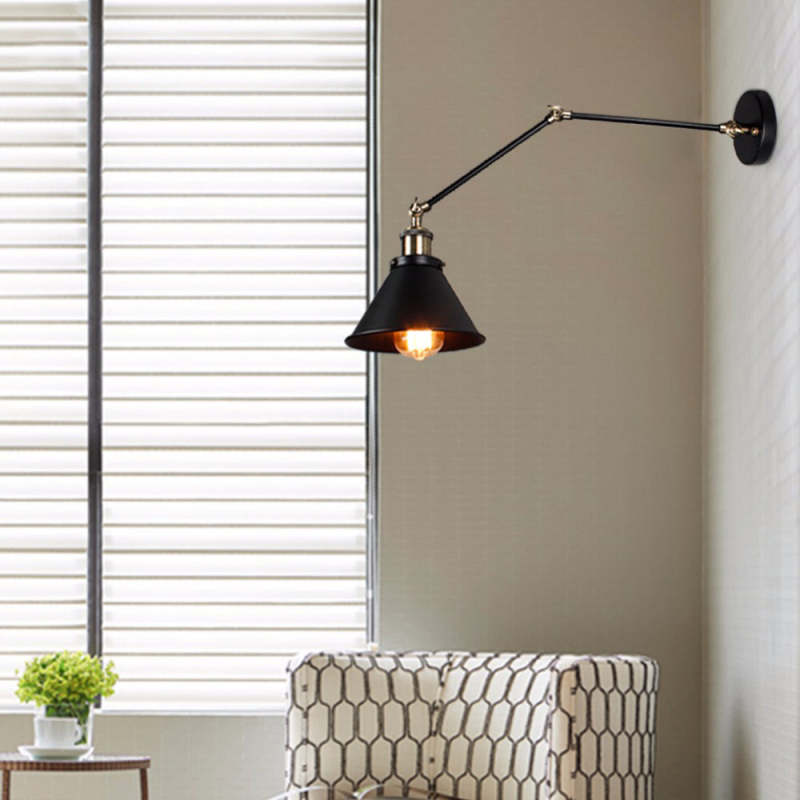 Epoch Retro Wall Lamp with Swing Arm, Metal, Black & Gold - Lamp Copper