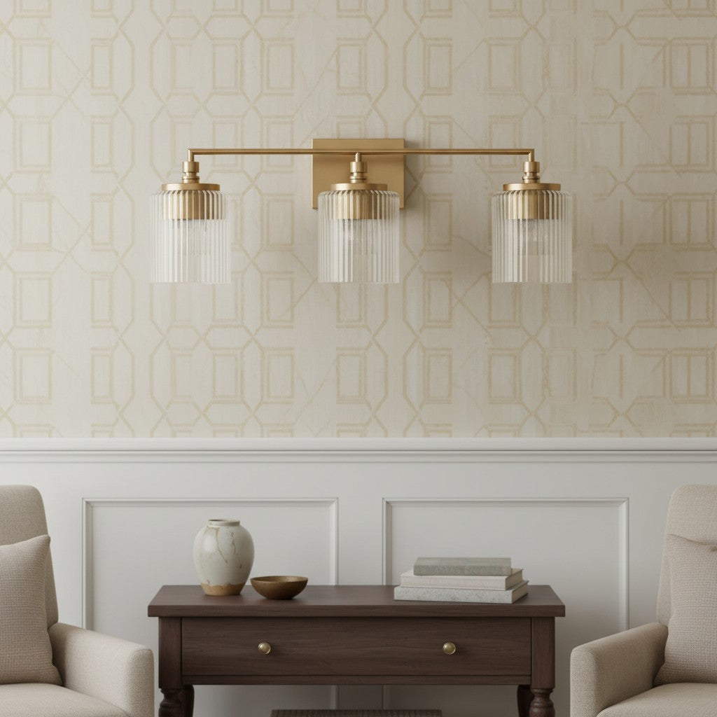 Haze 3-Light Ribbed Glass Wall Sconce