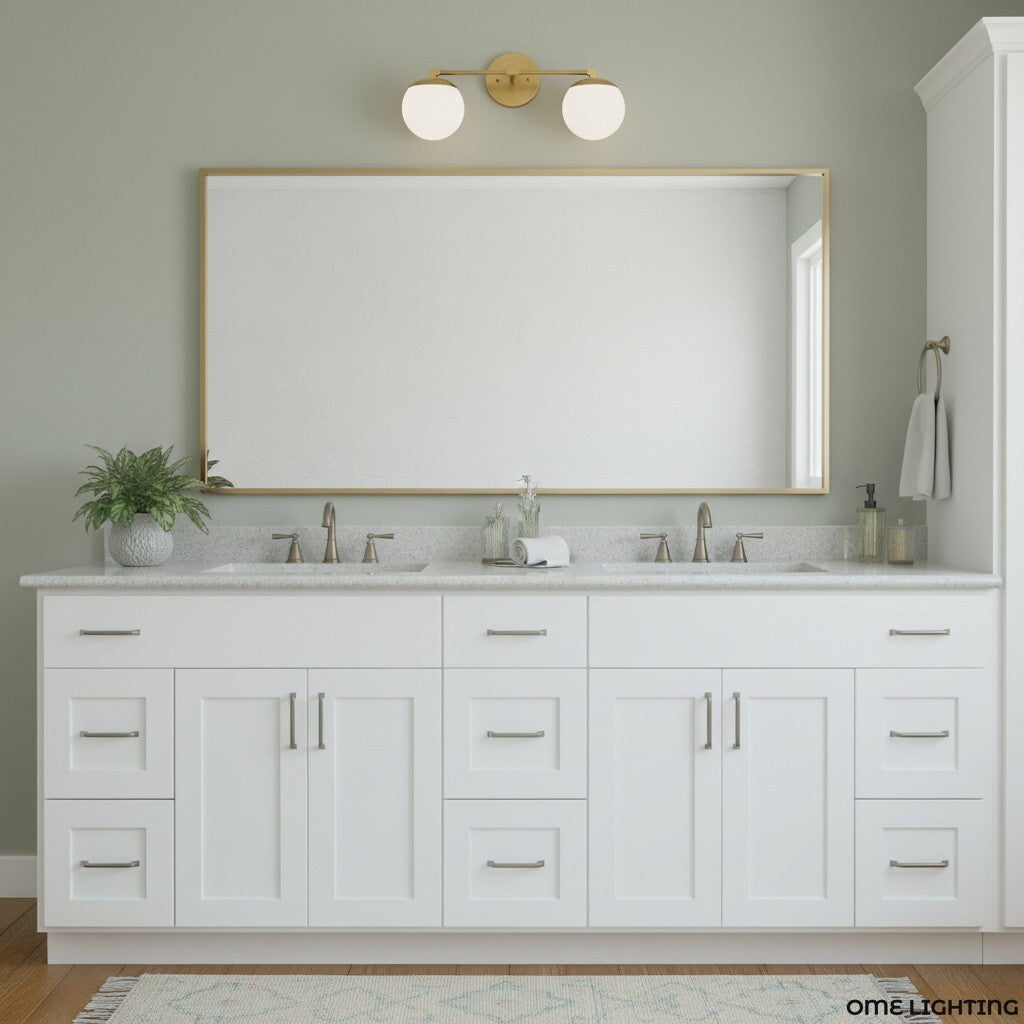 Pearl Milk Glass  Brass Wall Sconce Bathroom