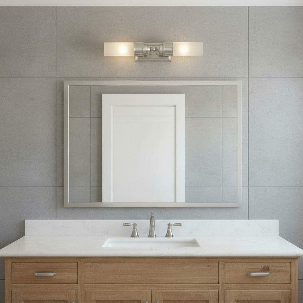 Elite Double Glass Contemporary Tube Wall Sconce Bathroom