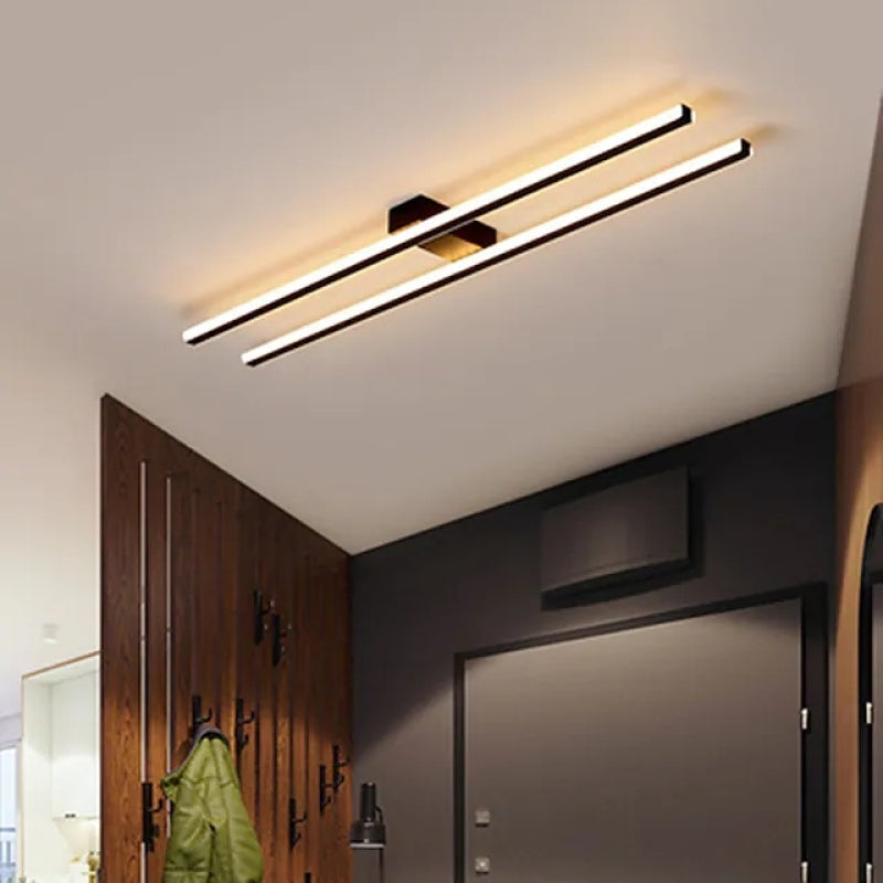 Arisha Modern Minimaliste Flush Mount Ceiling Light, Double-Linear - Lamp Copper