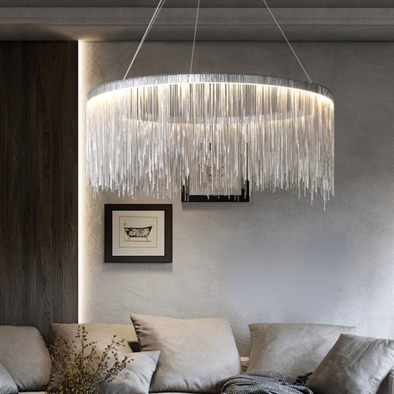 Arisha Tassel Chain Art Deco Pendant Light Silver/Gold Living Room/Hall - Lamp Copper