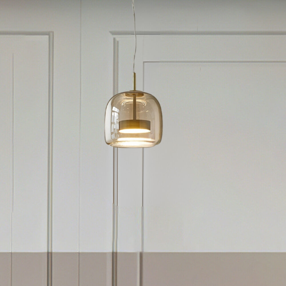 June Morden Glass Pendant Light Clear/Smoky/Amber - Lamp Copper