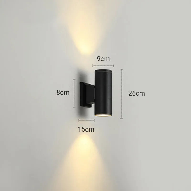 Kren Minimalist Metal Double-headed Outdoor Wall Lamp, Black - Lamp Copper
