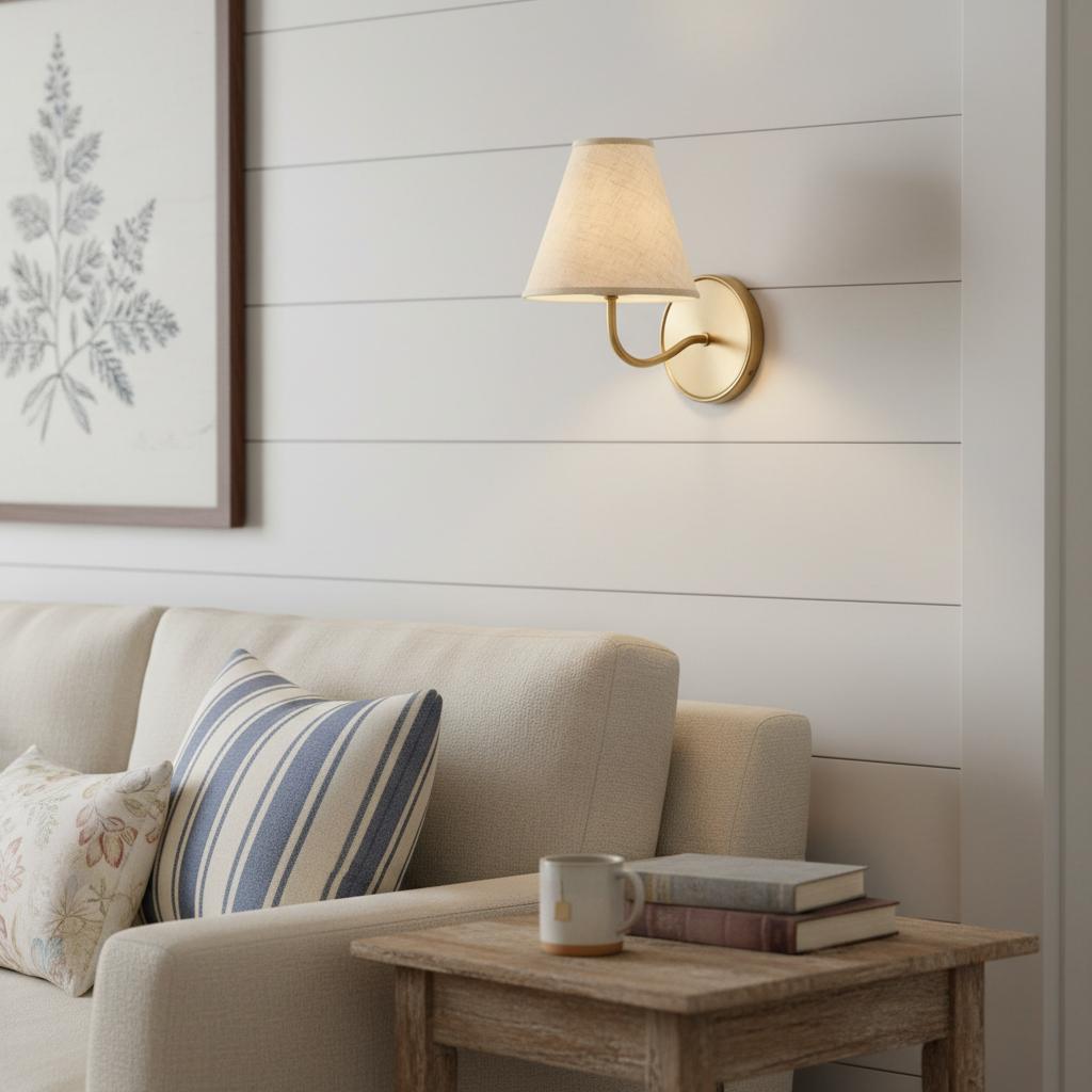 Lithe Wall Light with Linen Fabric Shade Hallway