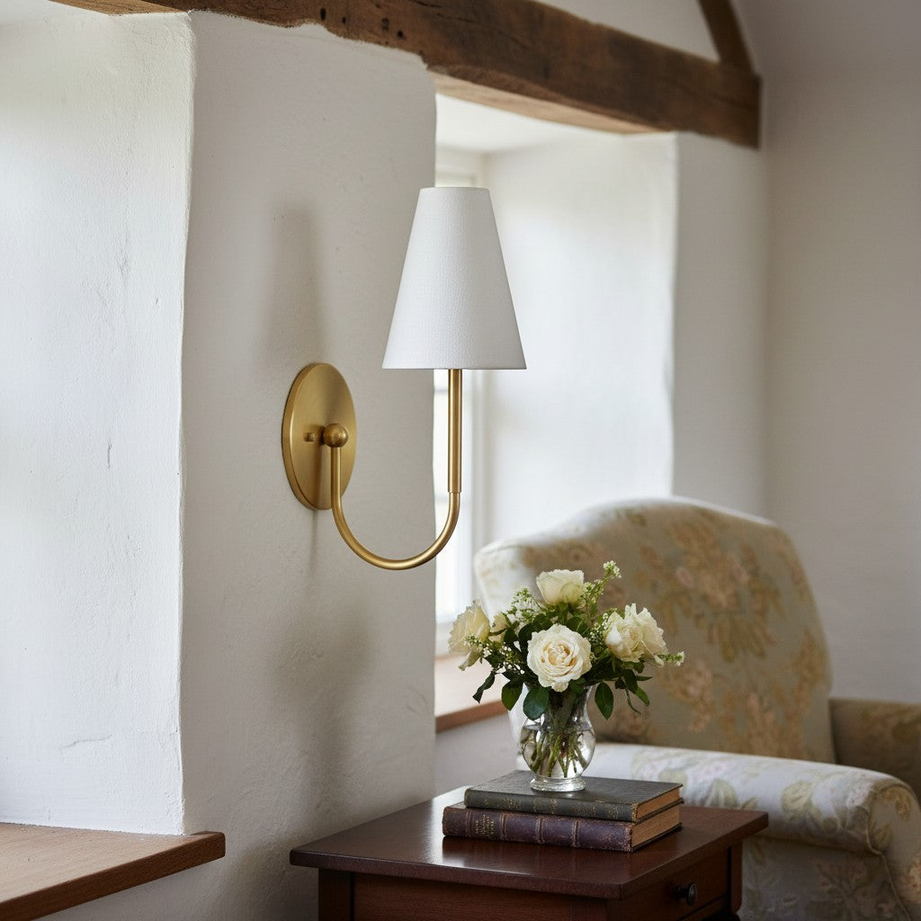 Disc Traditional Linen Wall Sconce Bedrooms