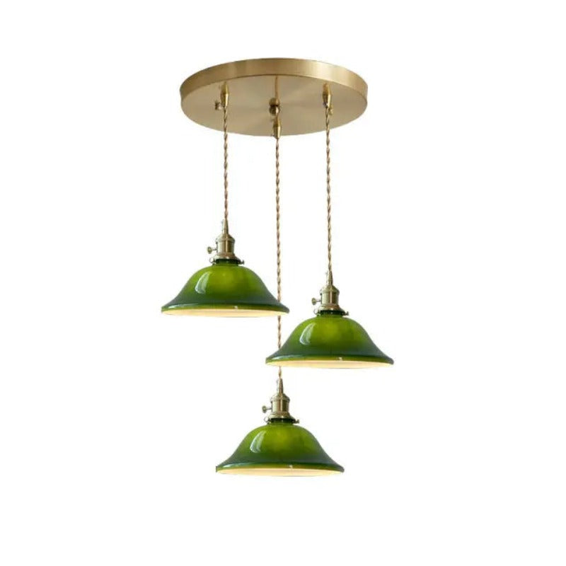 Valentina Rustic Vintage LED Pendant Light Green Copper Glass Dining Room - Lamp Copper