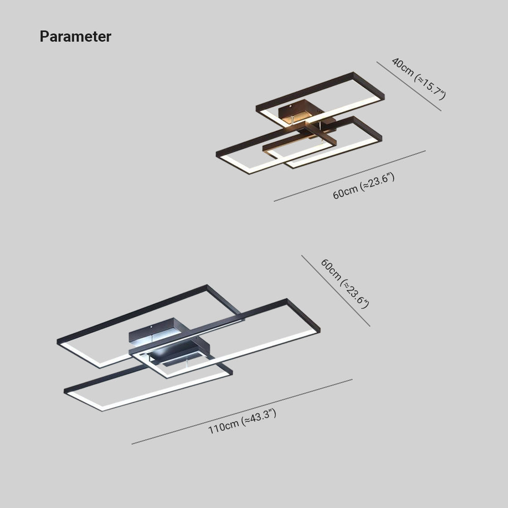 Arisha Rectangular Flush Mount Ceiling Light, 2 Colour - Lamp Copper