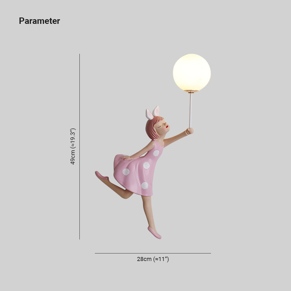 Arisha Modern Balloon/Girl Shape Acrylic Pink Wall Lamp - Lamp Copper