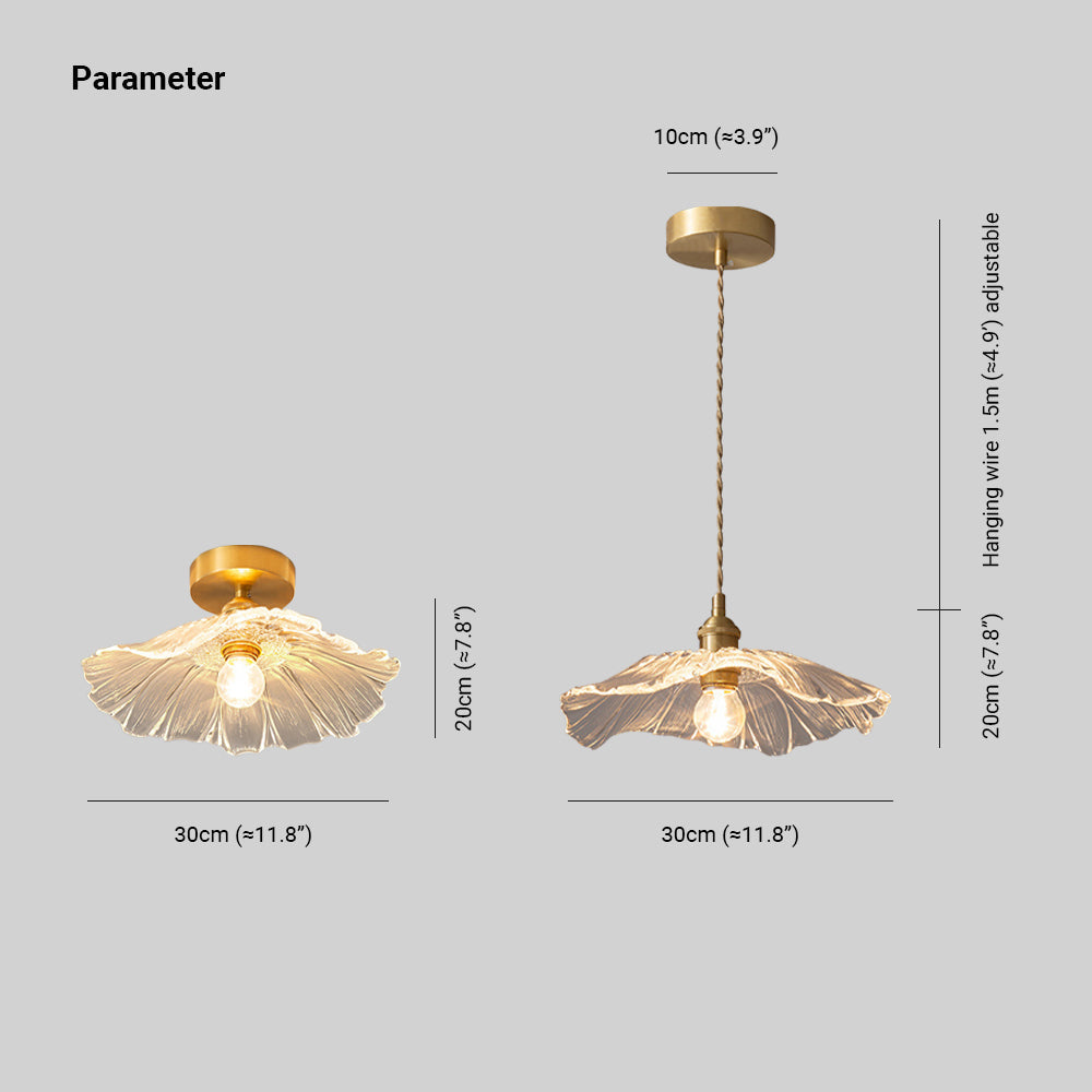 Calia Flower Glass Ceiling/Pendant Light - Lamp Copper
