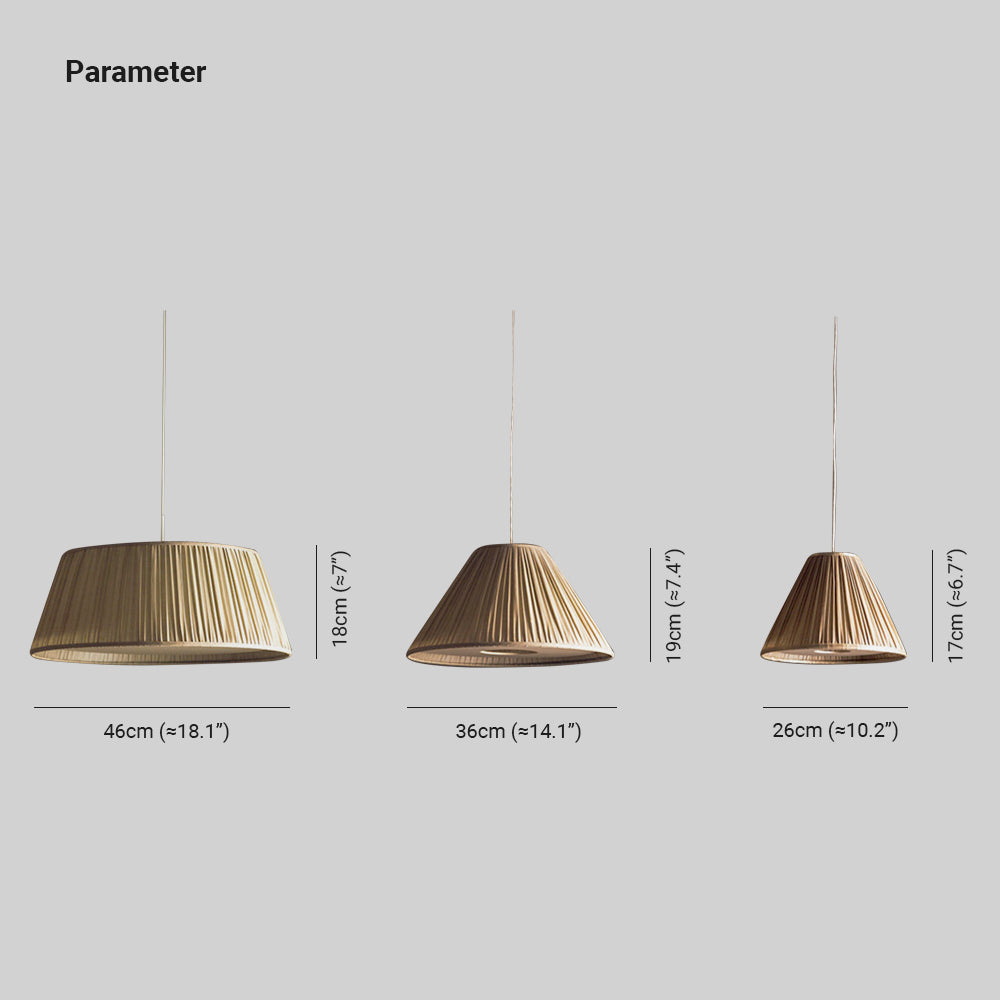 Ritta Pleated Pendant Light Wabi Sabi, Metal/Fabric, Living Room - Lamp Copper