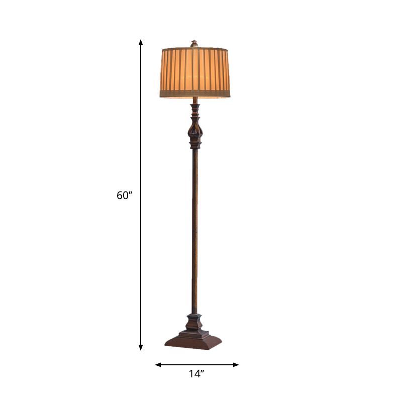 Eryn Vintage Resin/Fabric Standing Floor Lamp, Brown - Lamp Copper