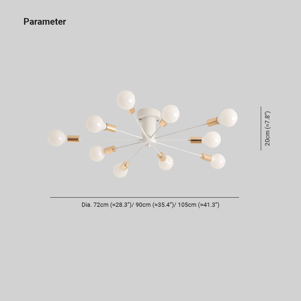 Silva Modern Simple Flush Mount Ceiling Light, 6/8/10 Heads - Lamp Copper