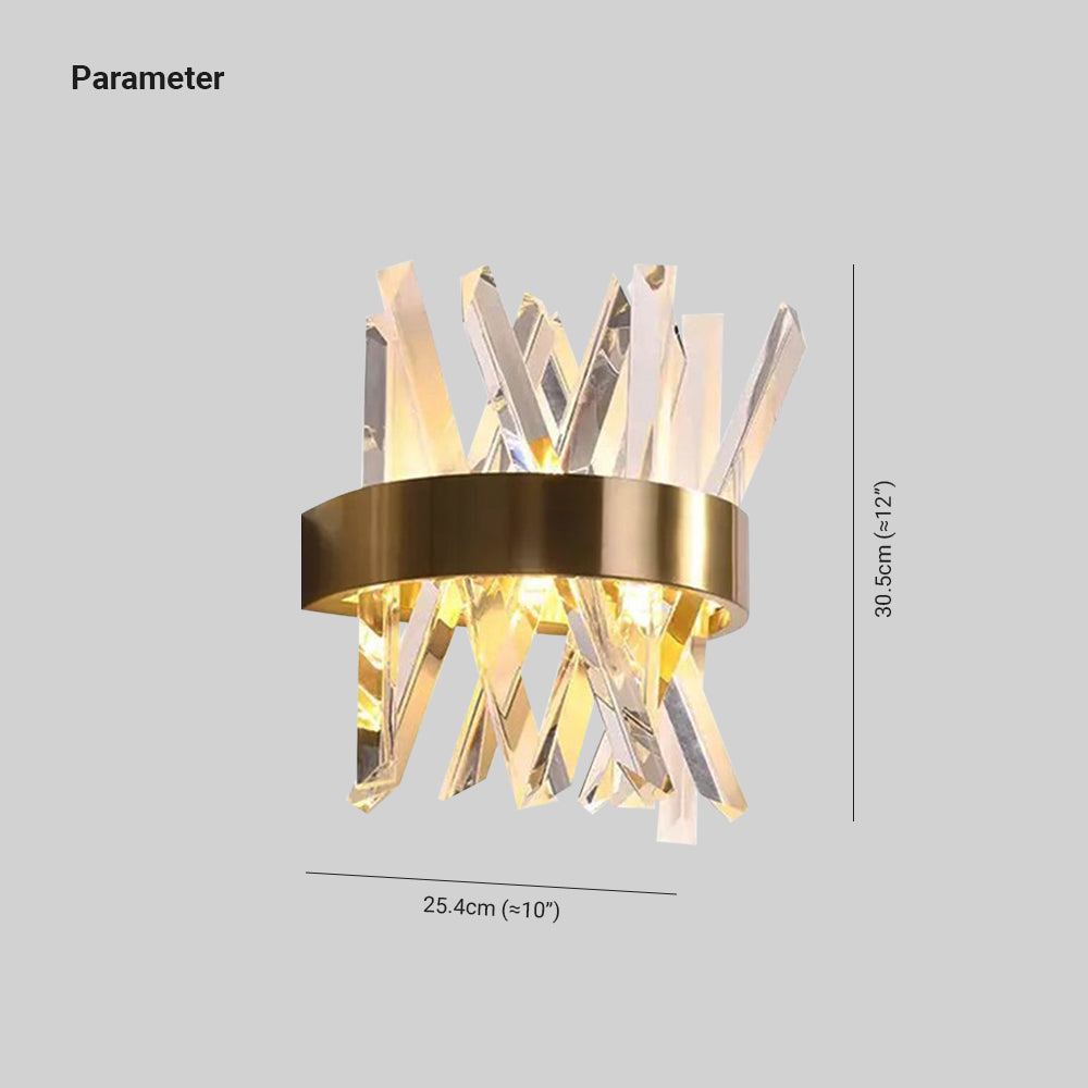 Kristy Decorative Geometric Crystal/Metal Wall Lamp, Gold - Lamp Copper