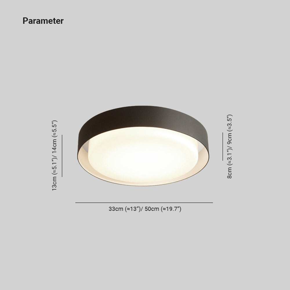 Ray Modern Round Flush Mount Ceiling Light, Metal/Acrylic, White/Black - Lamp Copper