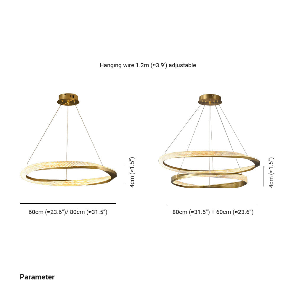 Arisha Minimalist Ring Spiral Shape Pendant Light,Gold - Lamp Copper