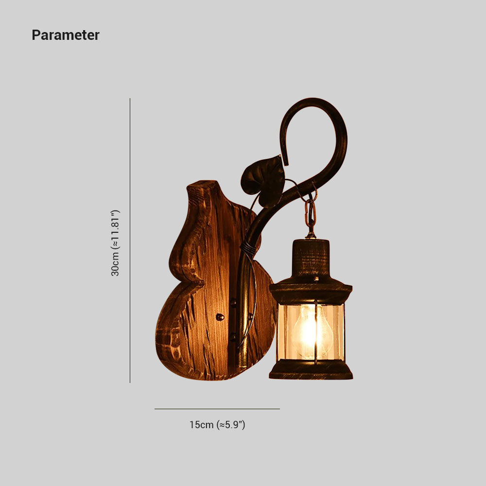 Epoch Wall Lamp Cucurbits/Candle Vintage, Wood/Metal, Bedroom - Lamp Copper