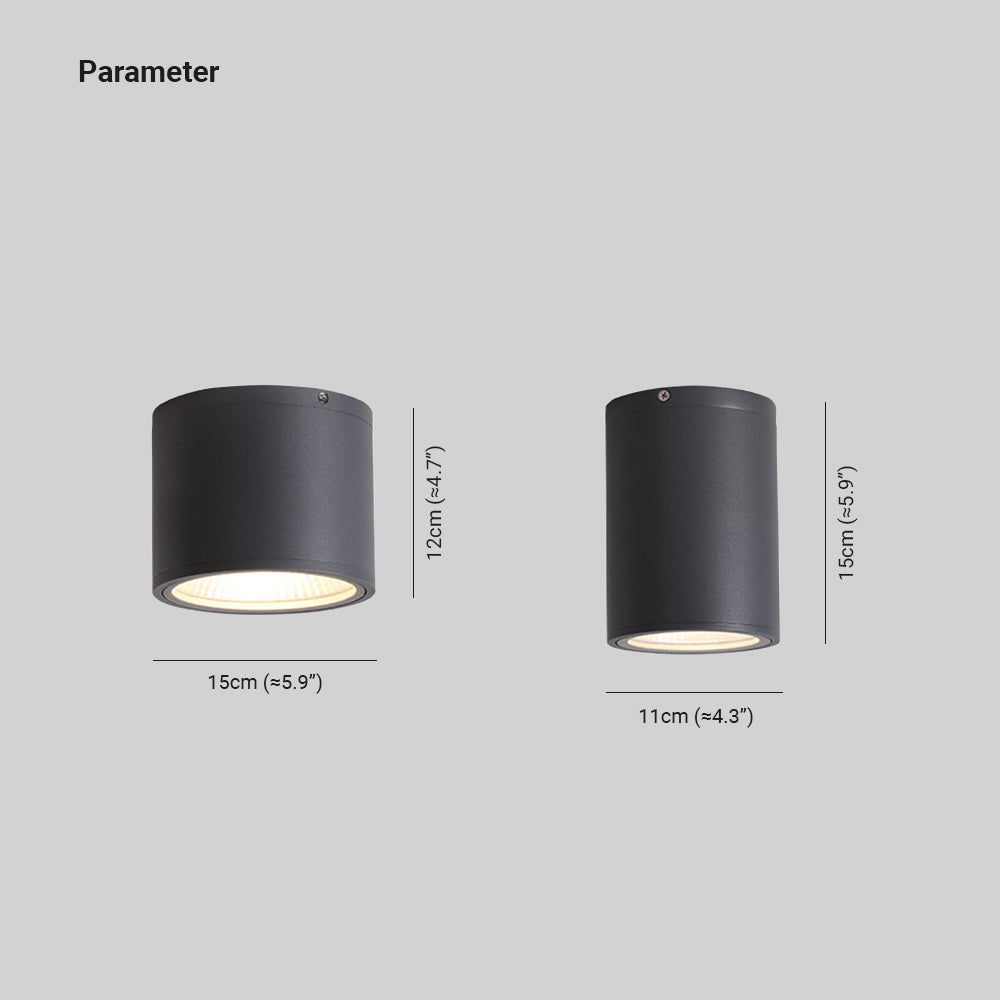Ray Modern Black Cylindrical Flush Mount Ceiling Light Spotlight - Lamp Copper