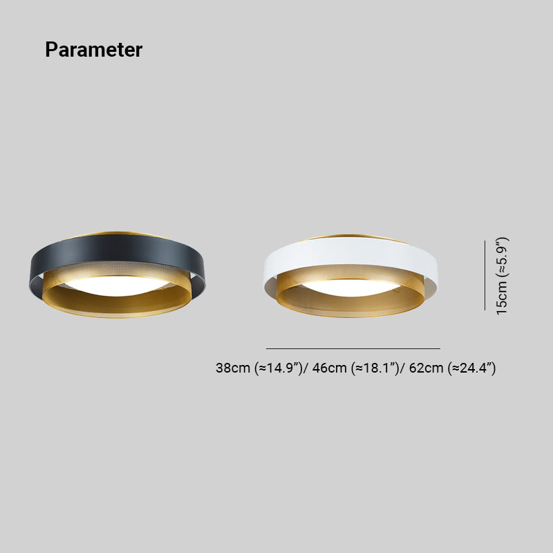 Arisha Modern Ring Metal/Acrylic Flush Mount Ceiling Light, White/Black - Lamp Copper